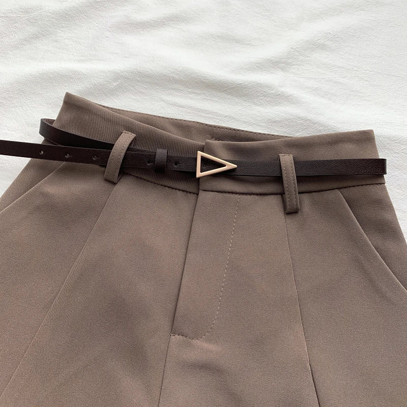 High-Waisted Belted Shorts