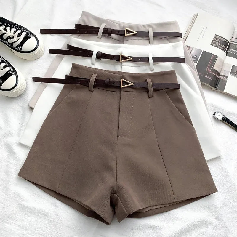High-Waisted Belted Shorts