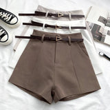 High-Waisted Belted Shorts