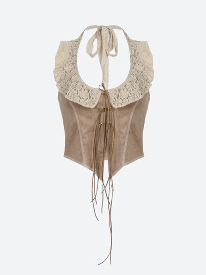 Boho Lace Up Top