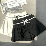 Pleated Mini Skort with Bow Belt - Stylish Women's Fashion