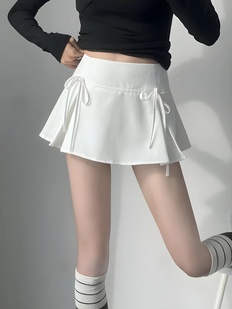 Elegant Bow Pleated Mini Skirt for Chic Summer Style