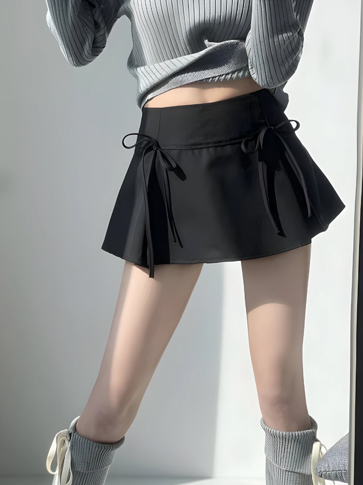 Elegant Bow Pleated Mini Skirt for Chic Summer Style