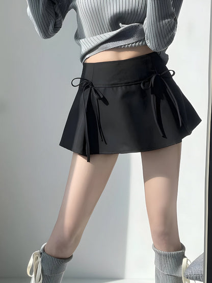 Elegant Bow Pleated Mini Skirt for Chic Summer Style