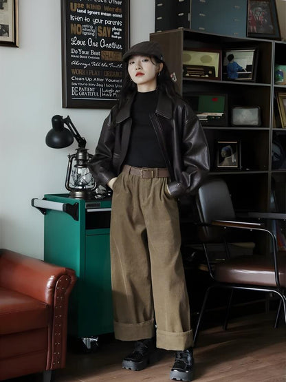 Brown Faux Leather Jacket