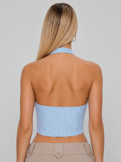 Coastal Striped Tie Top