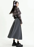 Pleated A-Line Midi Skirt