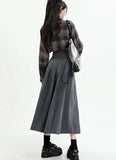 Women's Pleated A-Line Midi Skirt for College Style