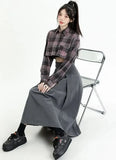 Pleated A-Line Midi Skirt