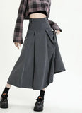 Women's Pleated A-Line Midi Skirt for College Style