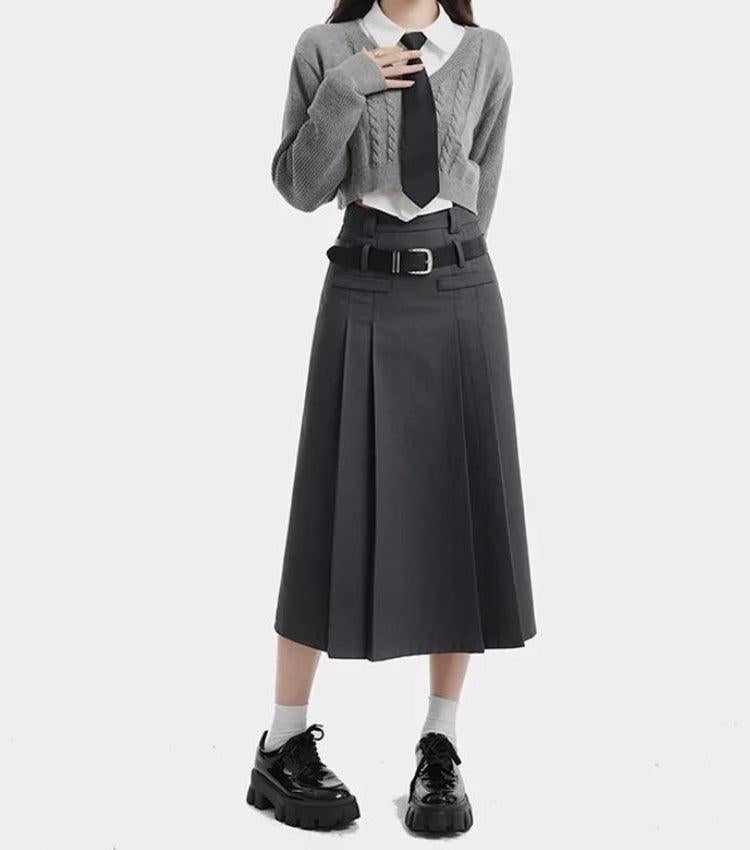 Pleated Midi Skirt