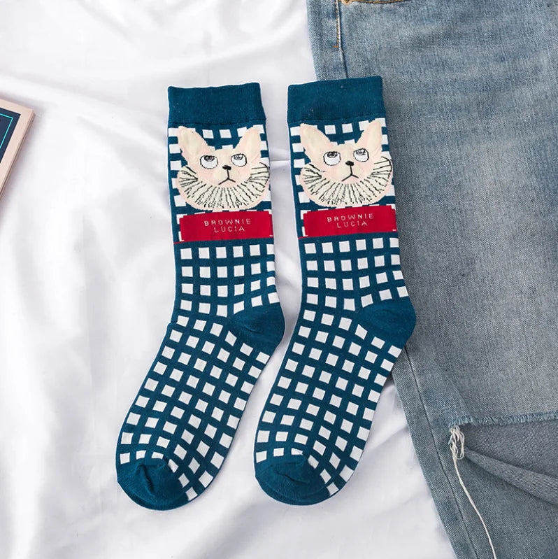 Colorful Checkered Crew Socks