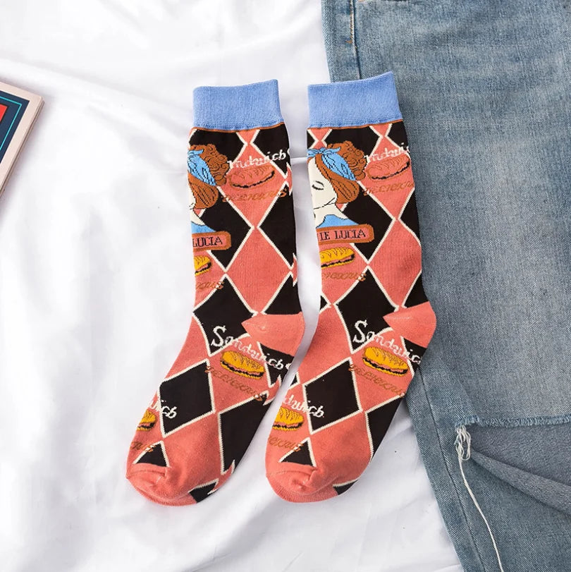 Colorful Checkered Crew Socks