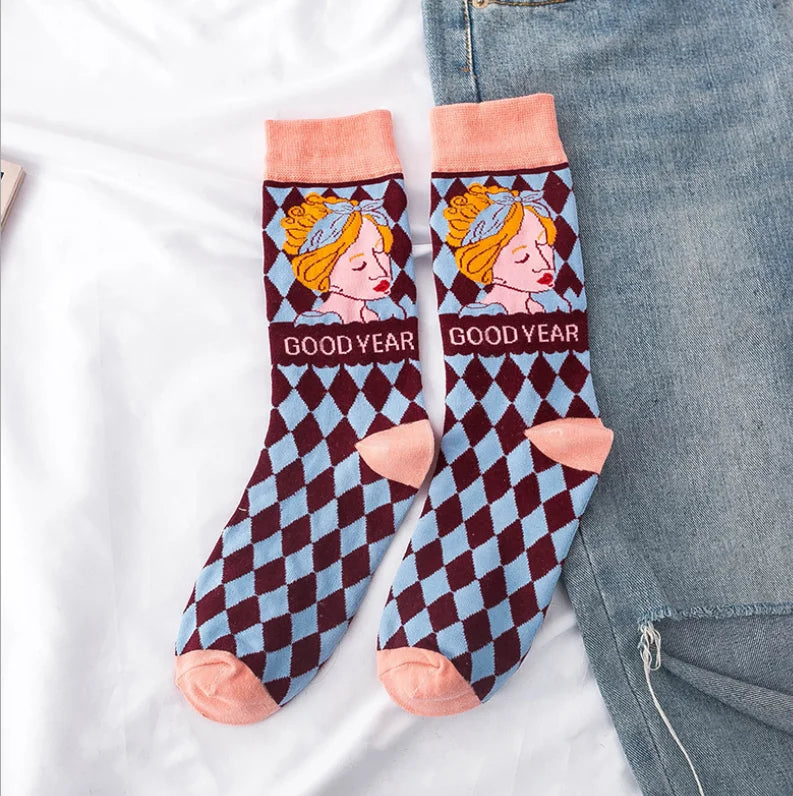 Colorful Checkered Crew Socks