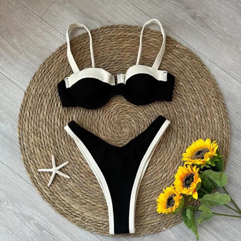 Contrast Trim Bikini Set
