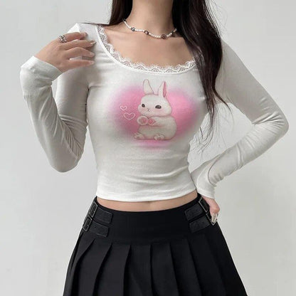 Coquette Cute Rabbit Crop Top