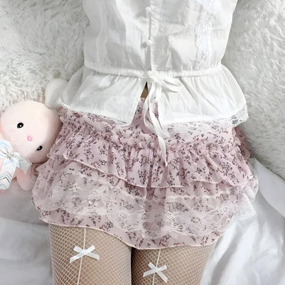 Floral Ruffled Mini Skirt