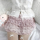 Floral Ruffled Mini Skirt