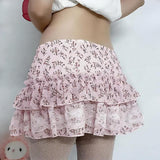 Floral Ruffled Mini Skirt