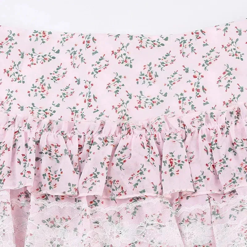 Floral Ruffled Mini Skirt
