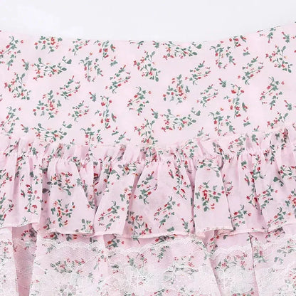 Floral Ruffled Mini Skirt