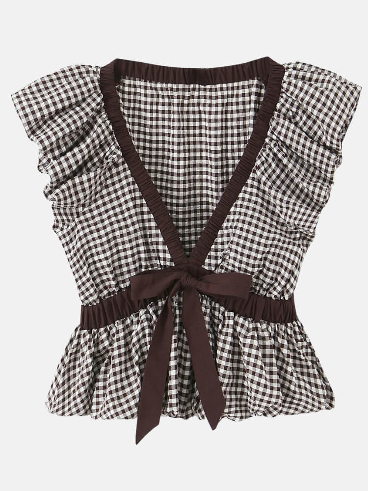 Coquette Gingham Bow Blouse