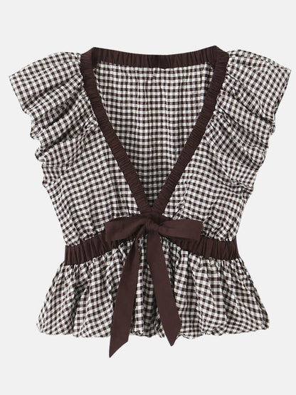 Coquette Gingham Bow Blouse