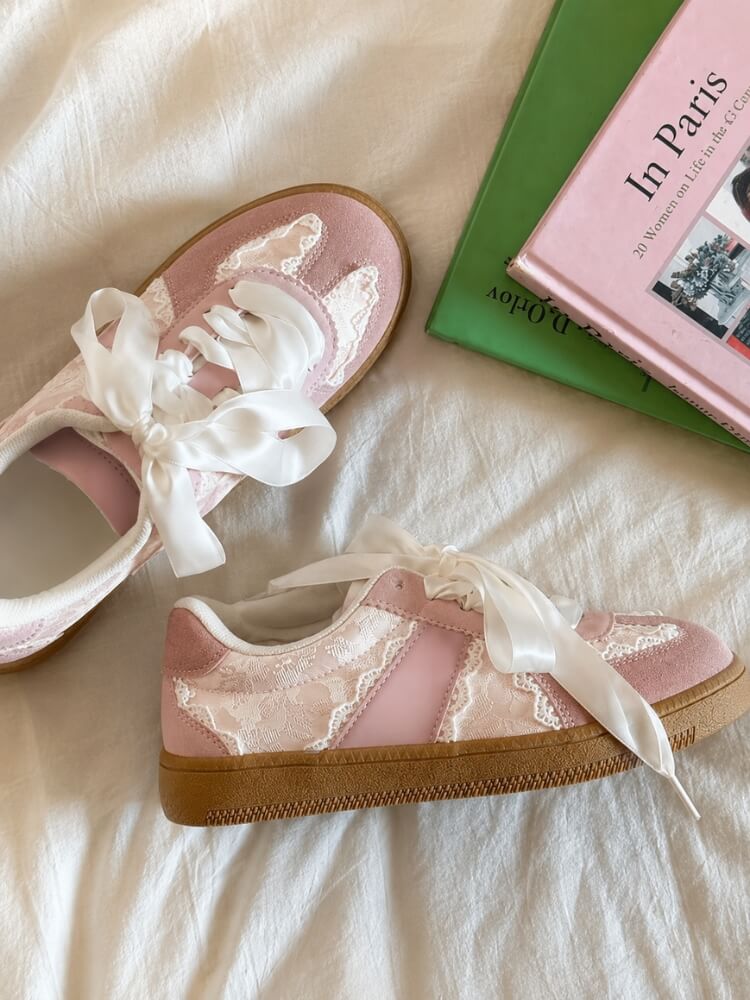 Coquette Lace Bow Sneakers