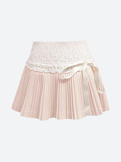 Lace Pleated Mini Skirt