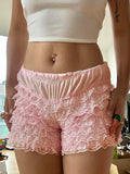 Coquette Lace Ruffled Ruched Shorts