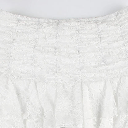 Lace Ruffle Mini Skirt