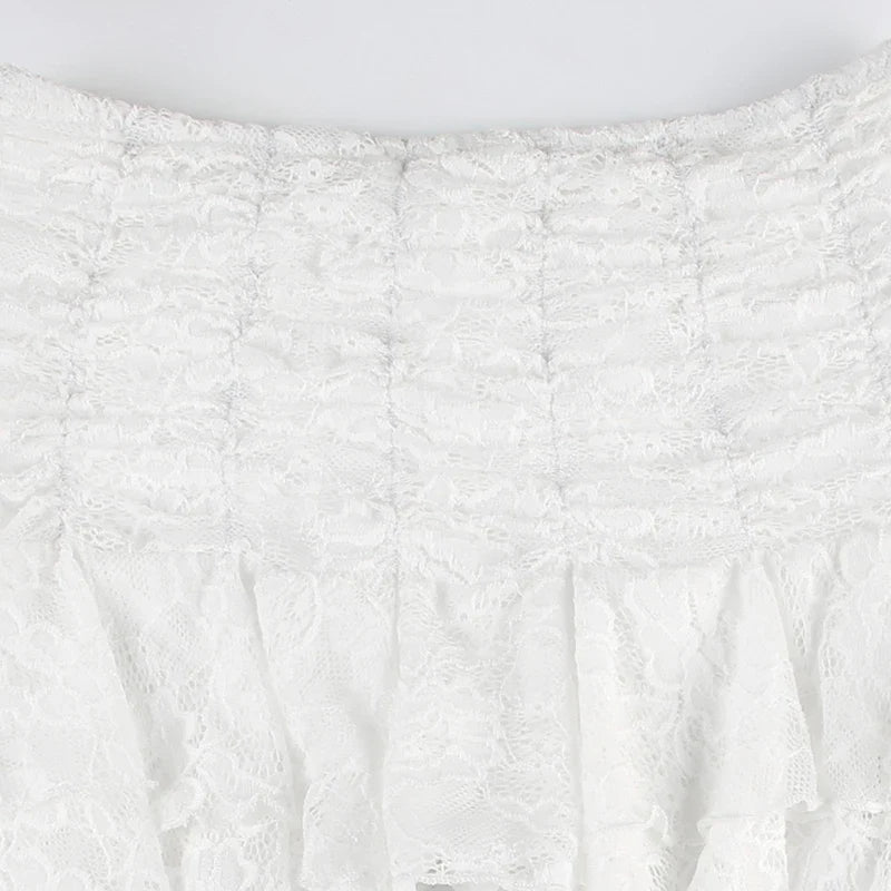 Coquette Lace Ruffle Mini Skirt