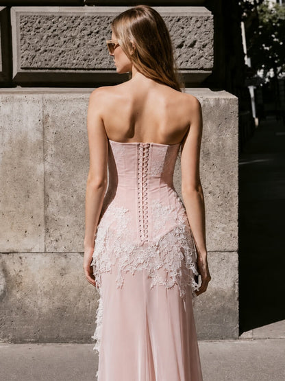 Coquette Lace Slit Maxi Dress