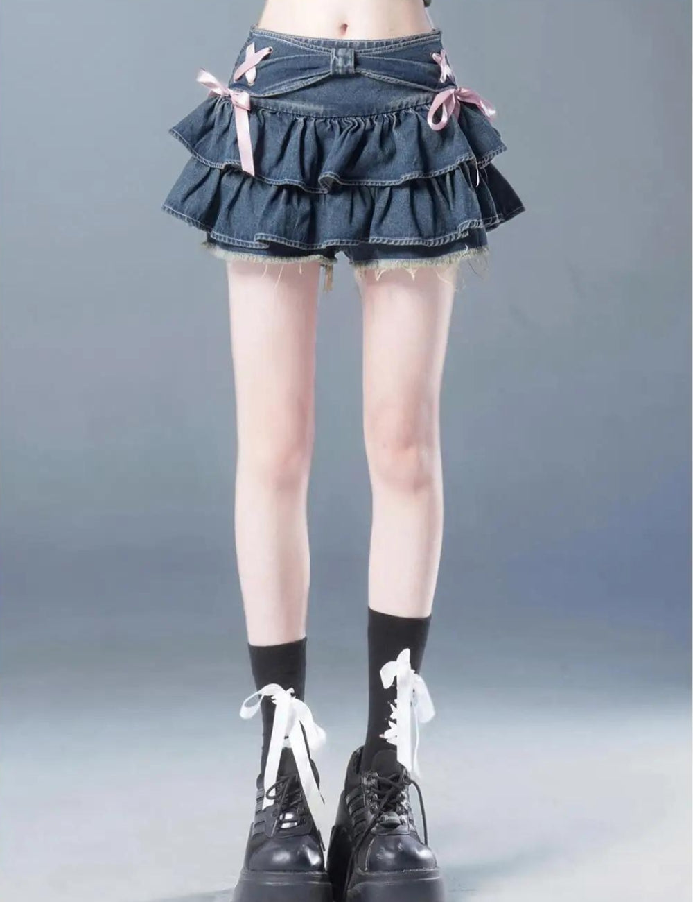 Low Rise Denim Mini Skort
