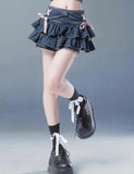 Low Rise Denim Mini Skort