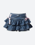 Low Rise Denim Mini Skort