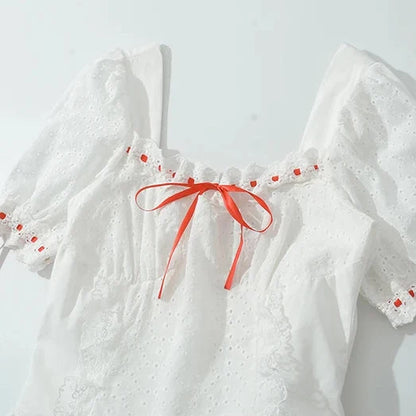 Coquette Ribbon Tie Mini Dress