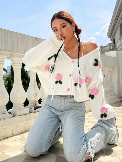 Coquette Rose Knit Cardigan