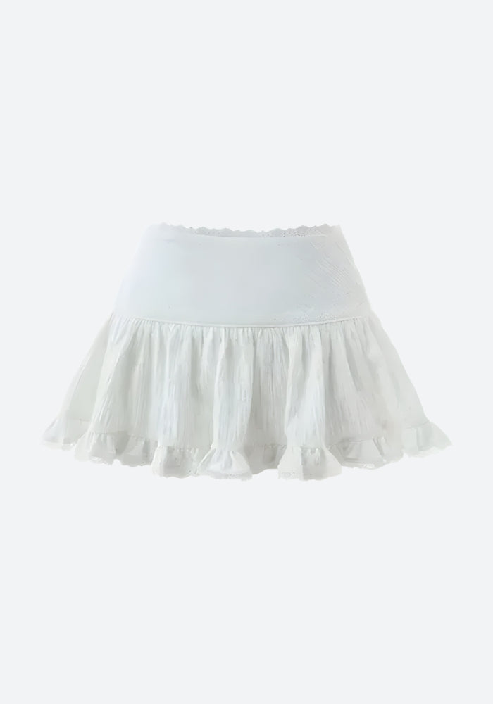 Ruffled Lace Mini Skirt