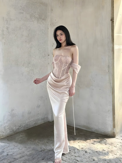 Corset Satin Maxi Dress