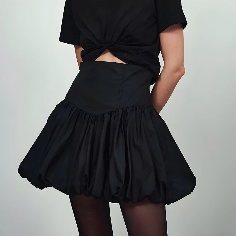 Corset Waist Mini Bubble Skirt