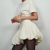 Corset Waist Mini Bubble Skirt
