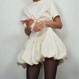 Corset Waist Mini Bubble Skirt
