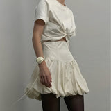 Corset Waist Mini Bubble Skirt