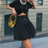 Corset Waist Mini Bubble Skirt