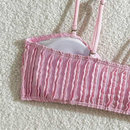 Crinkle Bandeau Bikini Set