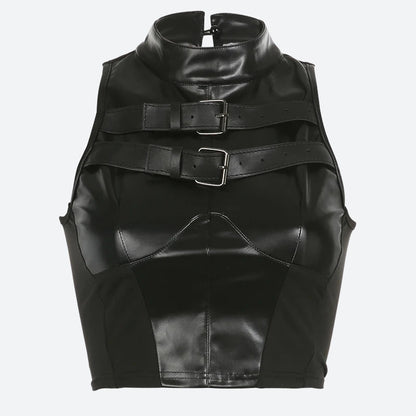 Cyberpunk Faux Leather Crop Top