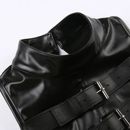 Cyberpunk Faux Leather Crop Top