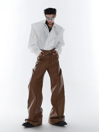 Cyberpunk Faux Leather Wide Leg Pants