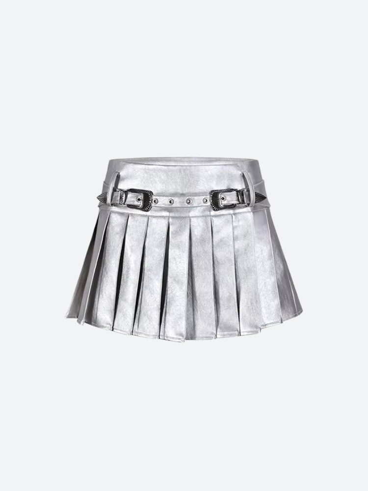 Premium Cyberpunk Metallic Mini Skirt for Trendy Fashion